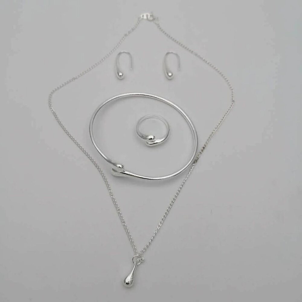Sterling Silver 4pc tear-drop jewelry set